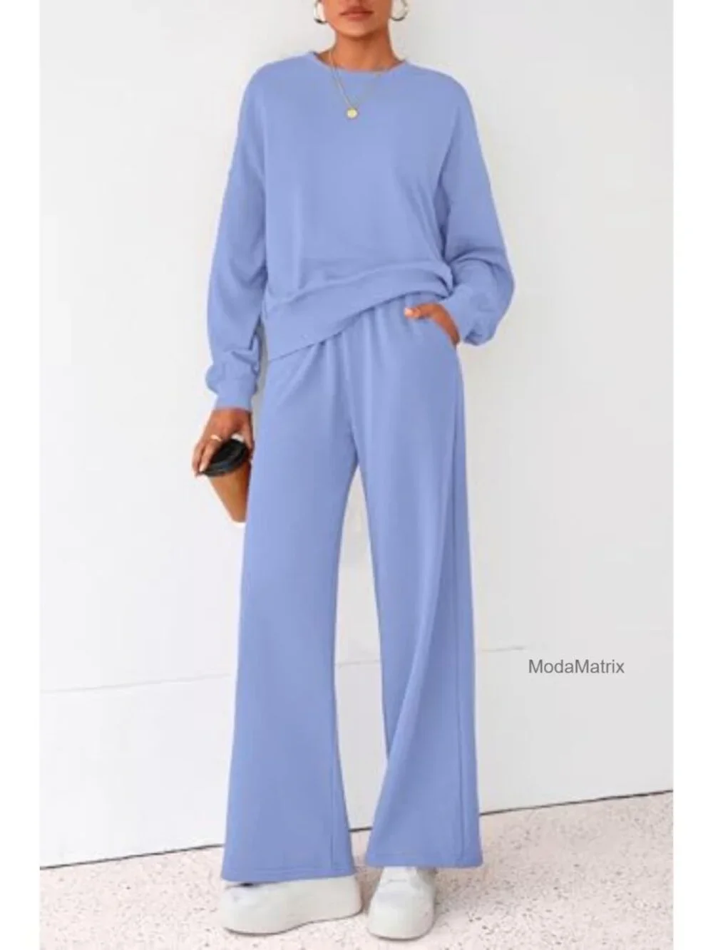 Women's 2 Piece Lounge Set Cotton Polyester Oversized Crewneck Sweatshirt &